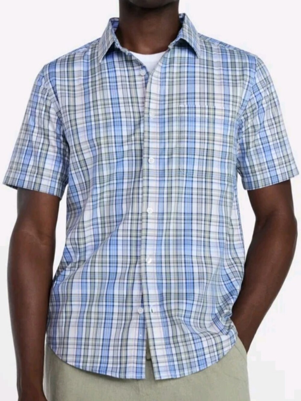 George Men's Size 3XL Modern Fit Button Up Performance Shirt Short Sleeves NWT
